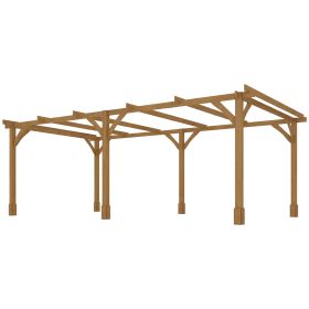 20' x 10' Wood Pergola, Outdoor Gazebo Grape Trellis with Stable Structure for Climbing Plant Support, Dark Brown