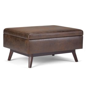 Owen - Coffee Table Storage Ottoman - Distressed Chestnut Brown