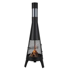 VEVOR Chiminea, 20 Inch Outdoor Wood Burning Firepit, Conical Fireplace for BBQ & Warming, Outside Wooden Fire Pit with Grill Mesh
