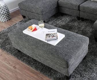 Contemporary Style Ottoman Gray Color Chenille 1pc Ottomans Living Room Furniture Plush Seat