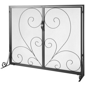 VEVOR Fireplace Screen 1 Panel with Door, Sturdy Iron Mesh Fireplace Screen, 39"(L) x31.6"(H) Spark Guard Cover, Simple Installation
