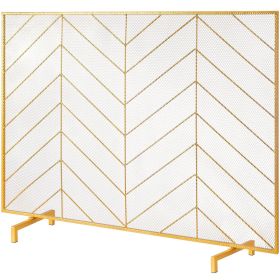 VEVOR Fireplace Screen Single Panel, Sturdy Iron Mesh Fireplace Screen, 38.6"(L) x29.8"(H) Spark Guard Cover, Simple Installation