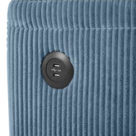 72.8" Corduroy Sleeper Sofa Loveseat Sofa with Full Size Mattress, Two USB Ports, Two Cup Holders, Two Side Pockets and a Phone Holder for Living