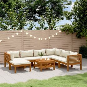 Garden Lounge Set Cream, Natural Wood
