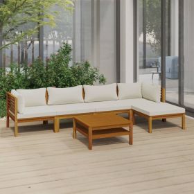 Garden Lounge Set Cream Solid acacia wood, fabric 6 Piece Set