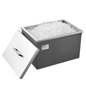 VEVOR Drop in Ice Chest, 20"L x 14"W x 12"H Stainless Steel Drop in Cooler, 31.7 Quart Commercial Ice Bin with Pot Lid for Outdoor Kitchen Patio