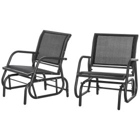 2-Piece Outdoor Glider Swing, Rocking Chair Set with Breathable Mesh Fabric, Sturdy Durable Frame, Curved Armrests, Supports Up to 264 lbs.