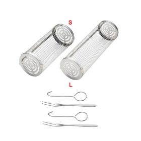 BBQ Cage Stainless Steel Rolling Grilling Basket for Use Outdoor (Color: As pic show, Type: Style A)