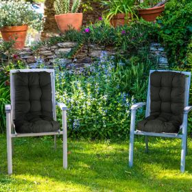 2Pcs/Set 1Pc Back Cushion and 1Pc Seat Cushion Rocking Chair Cushion Upper And Lower Back And Seat Sets (Type: Black, Craftsmanship: Upgraded Version)