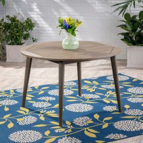 Outdoor Simple and Sleek Acacia Wood Dining Table (Color: Grey, Material: Acacia Wood)